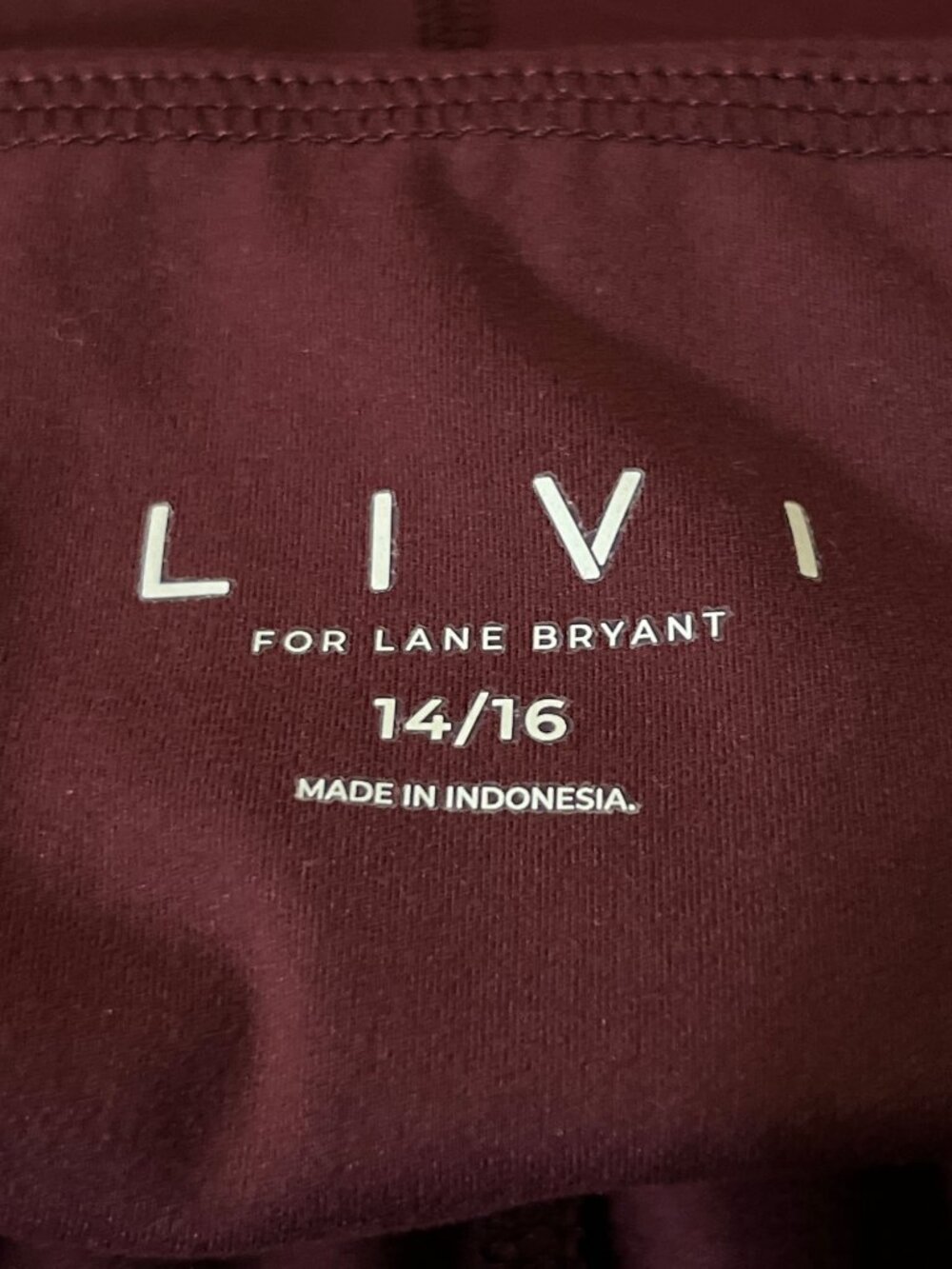 Lane Bryant LIVI Active Jogger Pants Burgundy High Rise Women's 14/16 Used - Picture 7 of 13